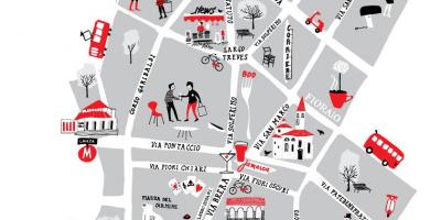 Carte du quartier de brera à milan