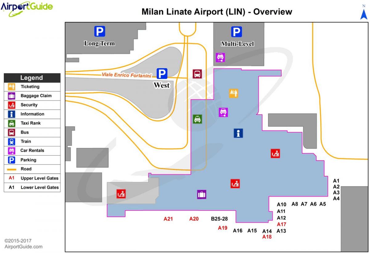 les aéroports de milan linate carte