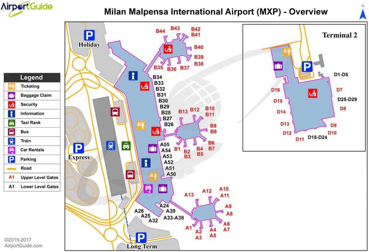 carte de l'aéroport de milano