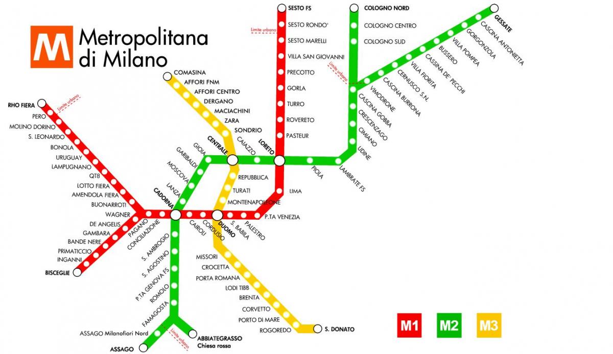 carte du métro de milan