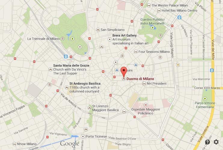 carte de la cathédrale de milan 