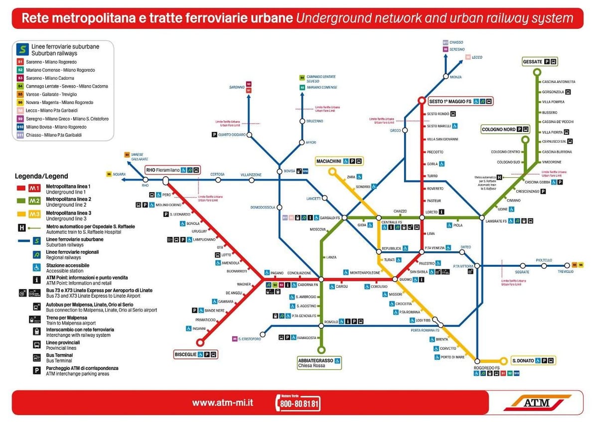 la carte de milan, bus 73 route