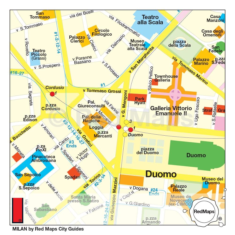 la carte de milan rue commerçante