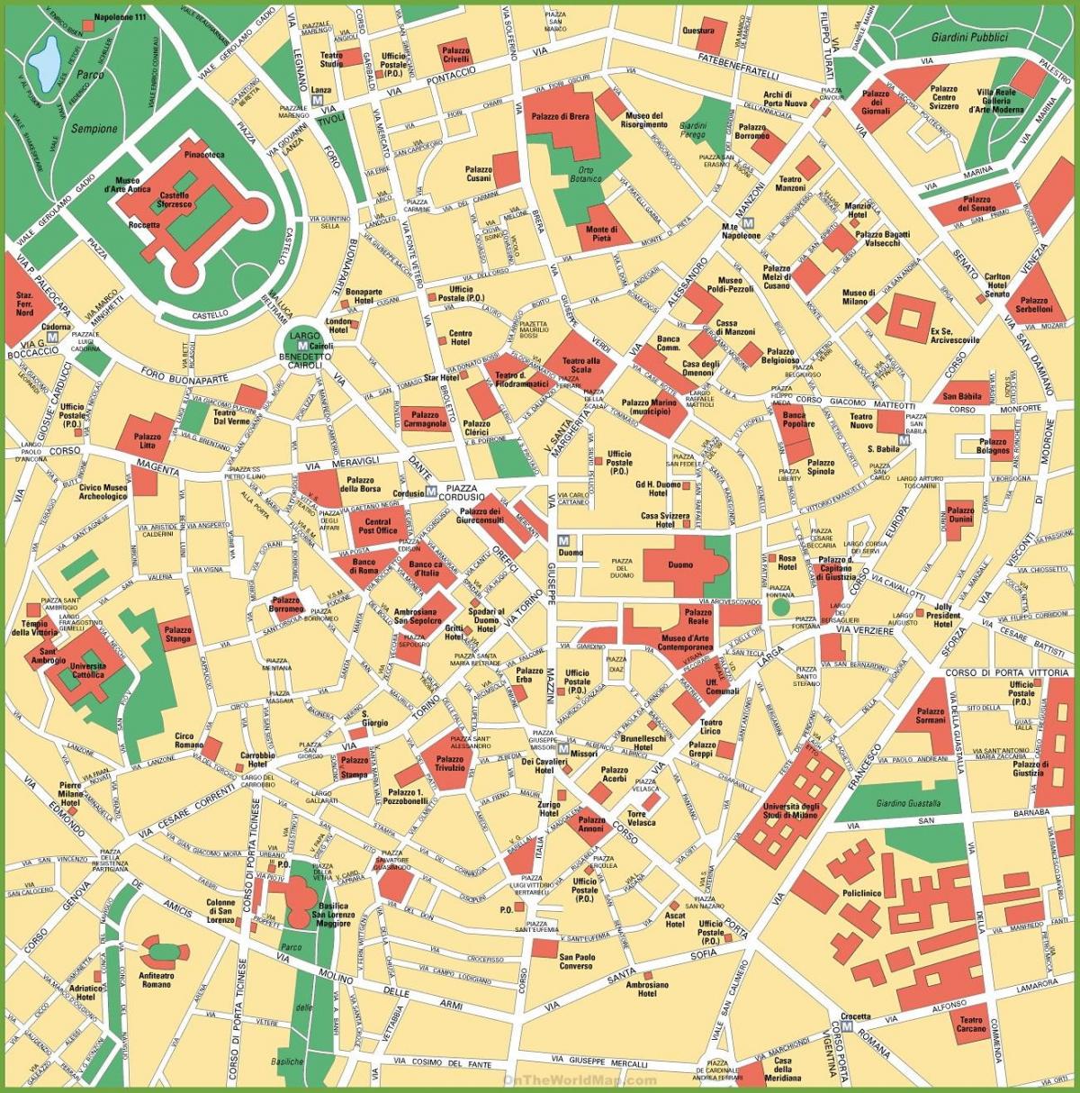 plan de la ville de milan en italie