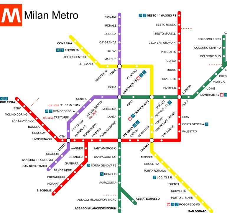 milan, italie la gare de la carte