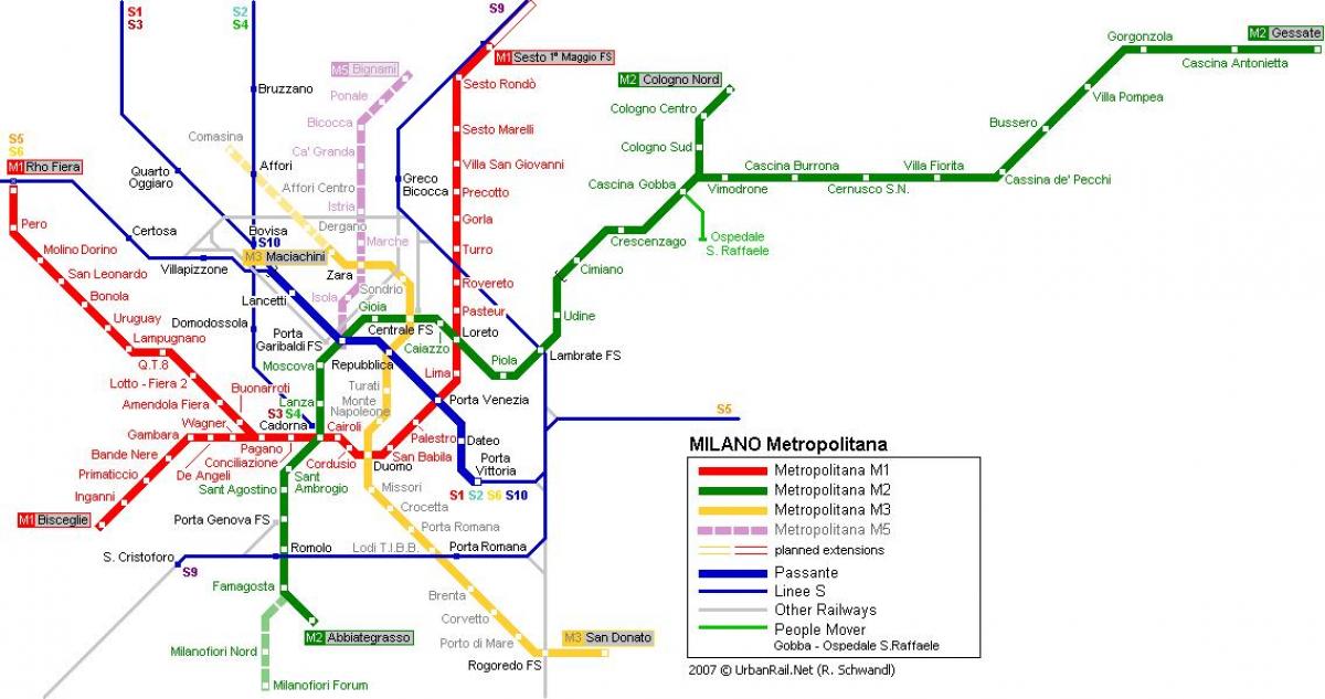 plan du métro de milan 2016