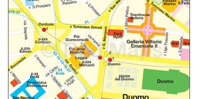 La carte de milan rue commerçante