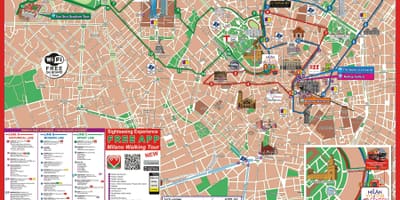 Milan hop on hop off la carte de l'itinéraire
